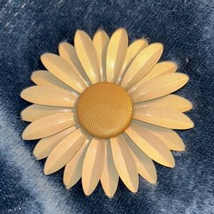 Yellow and Cream Daisy 3” Flower Brooch